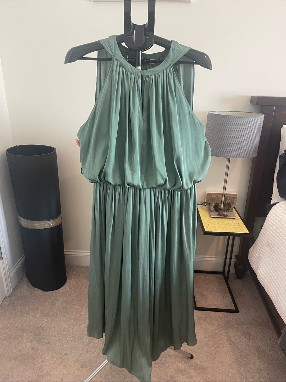 Sleeveless Sage Green Midi Blouson Dress - Pookie & Sebastian